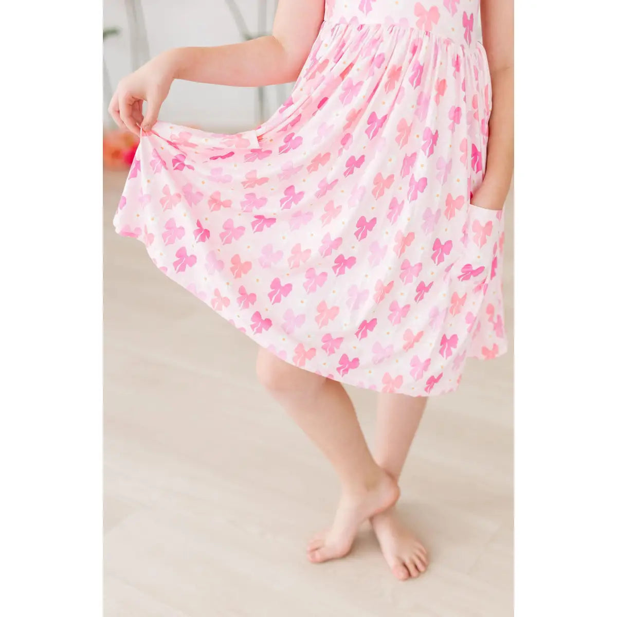 Pocket Twirl Dress - Bow Beauty - Pink Bows - Mila & Rose ®