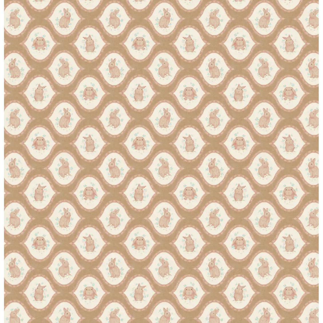 Poppie Wallpaper - Bunnies for Baby - by Niranjana Mani Design - Sample 1 foot by 1 foot / Mustard - Loomwell Home Goods