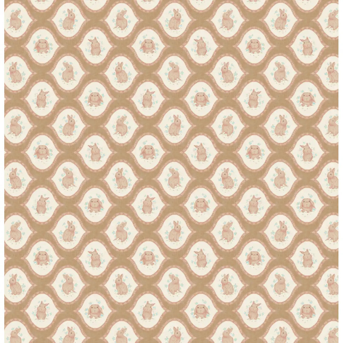 Poppie Wallpaper - Bunnies for Baby - by Niranjana Mani Design - Sample 1 foot by 1 foot / Mustard - Loomwell Home Goods