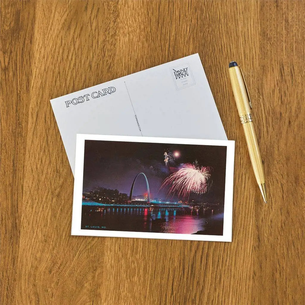 Postcard - Fireworks over St. Louis Arch - Found Image Press
