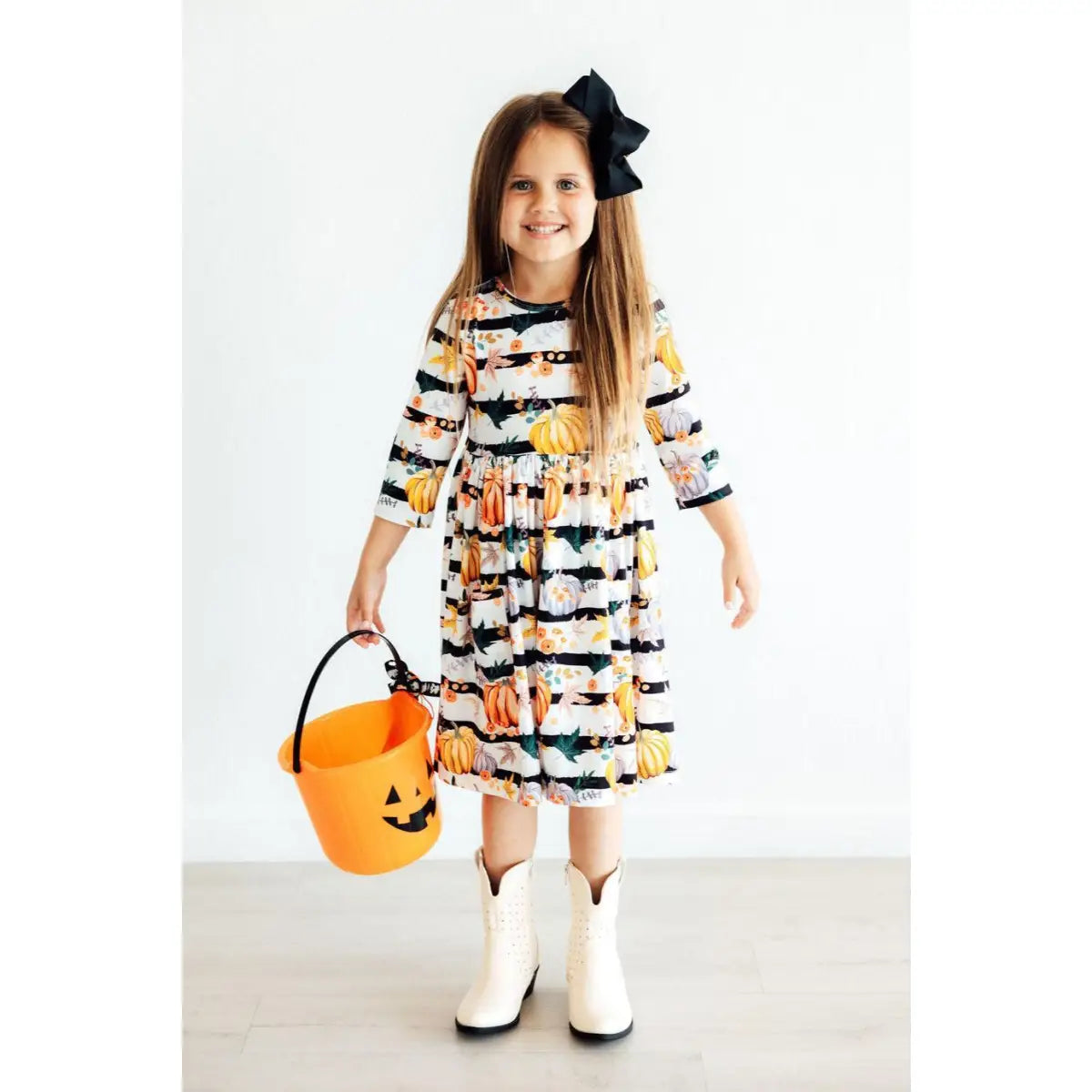 Pocket Twirl Dress - Pumpkins & Peonies - Fall and Halloween - Mila & Rose ®