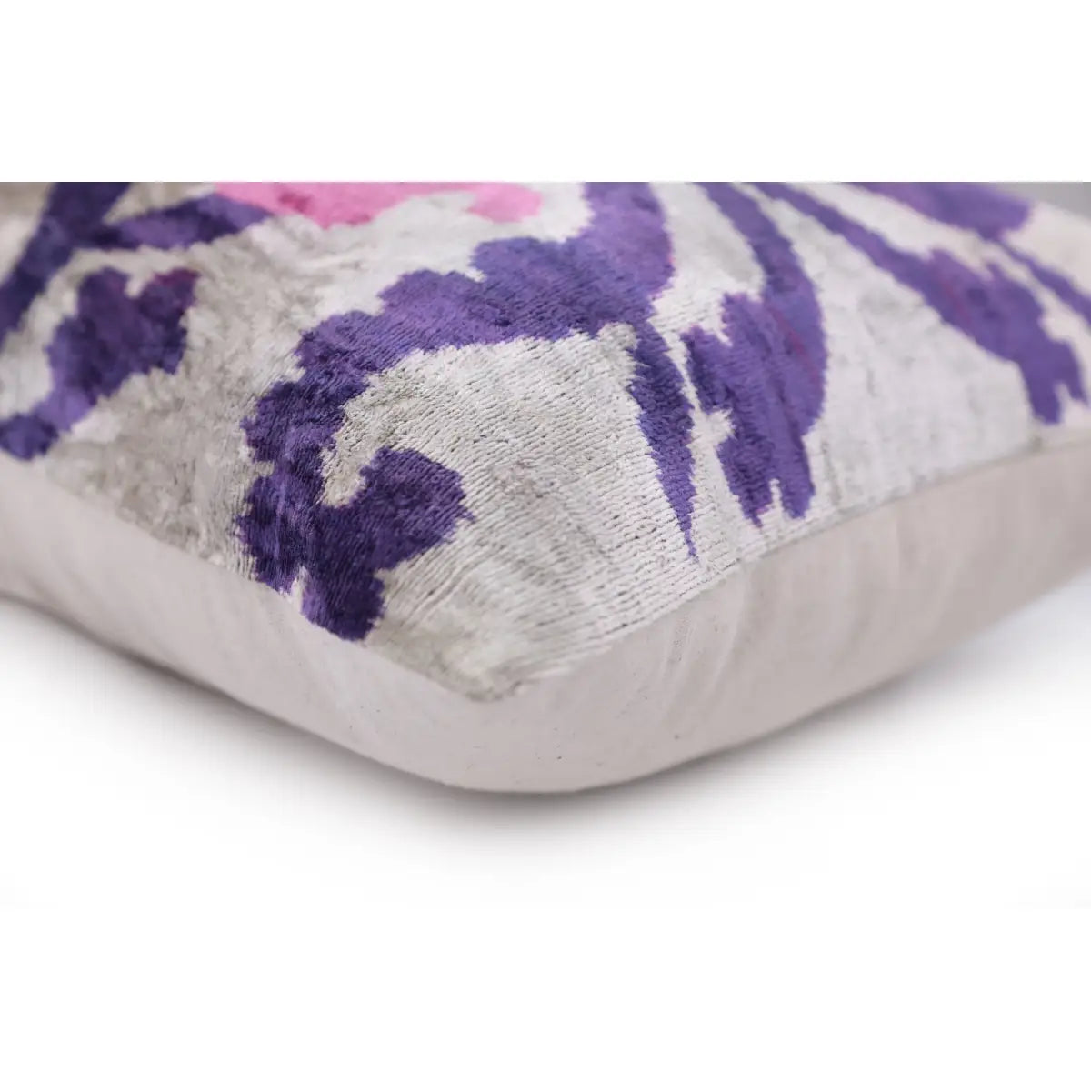 Purple & Pink Silk Velvet Ikat Lumbar Pillow 16x24 – Handmade - Canvello