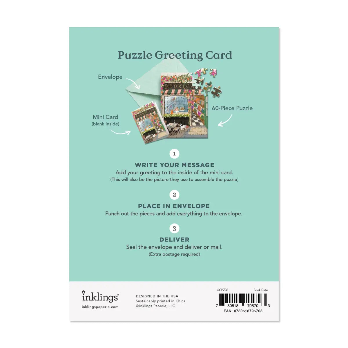 Puzzle Greeting Card - Book Café - Inklings Paperie
