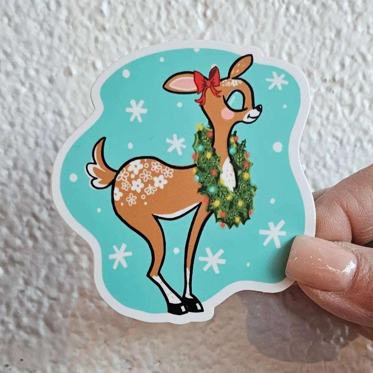 Pyrex Holiday Deer Sticker - Spring Blossom - Christmas - JoRetro