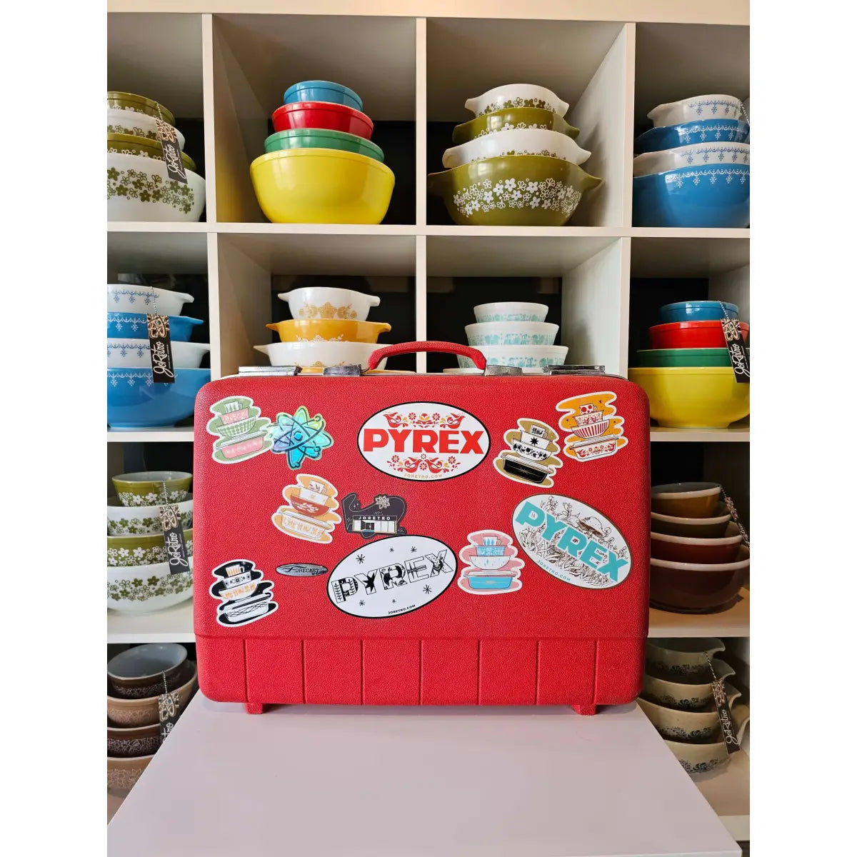 Pyrex Sticker - Turquoise Starburst Bowl Stack - JoRetro