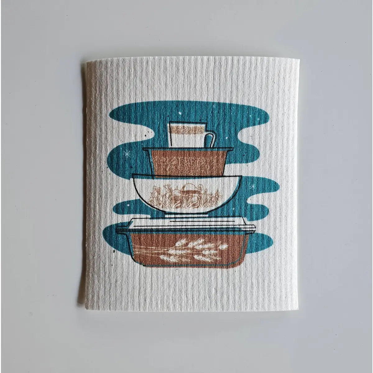 Pyrex Swedish Dishcloth - Forest Fancies Bowl Stack - JoRetro