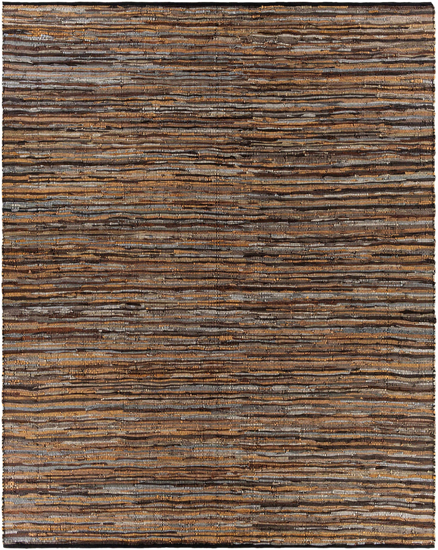 Brown Leather Woven Area Rug - 8’ x 10’ Rectangle - Boutique Rugs