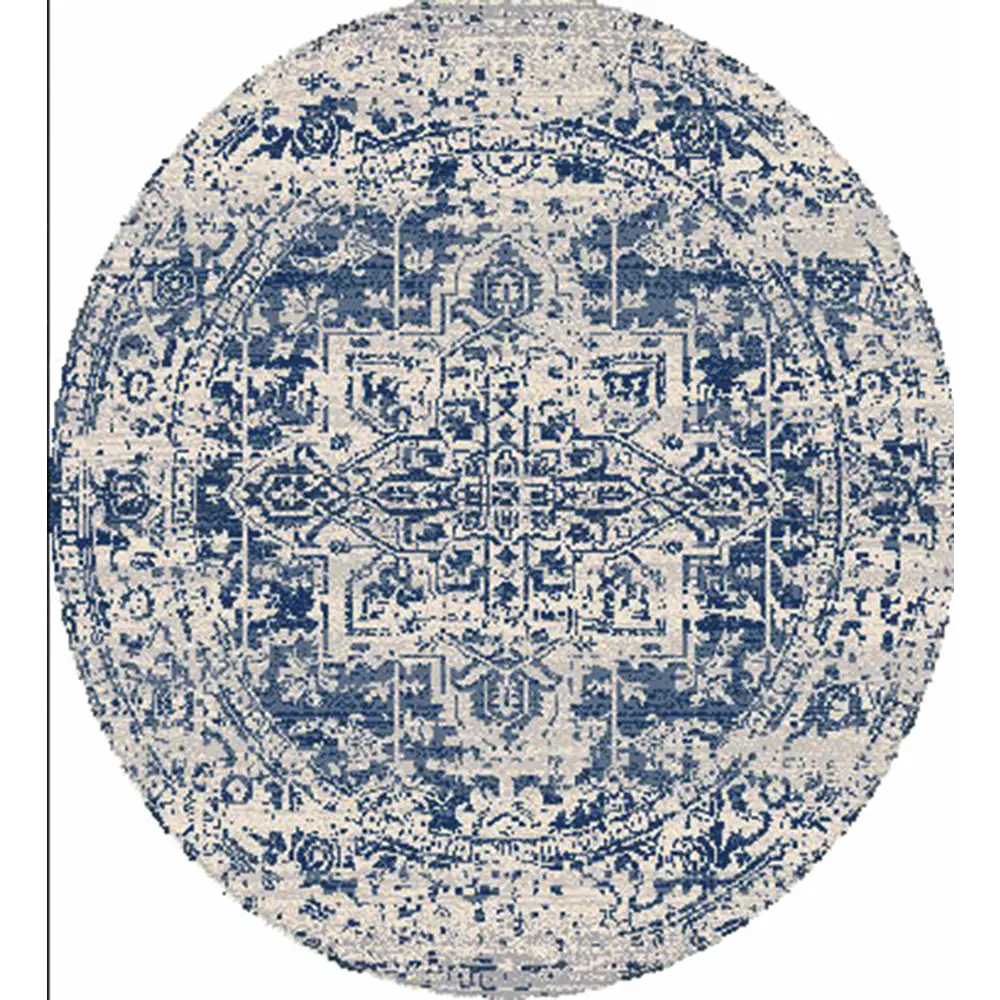 Rachel Navy Area Rug - 5’3’’ Round - Boutique Rugs