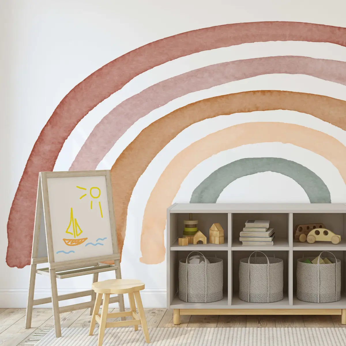 Rae Wallpaper Mural - Boho Watercolor Rainbow - Loomwell Home Goods