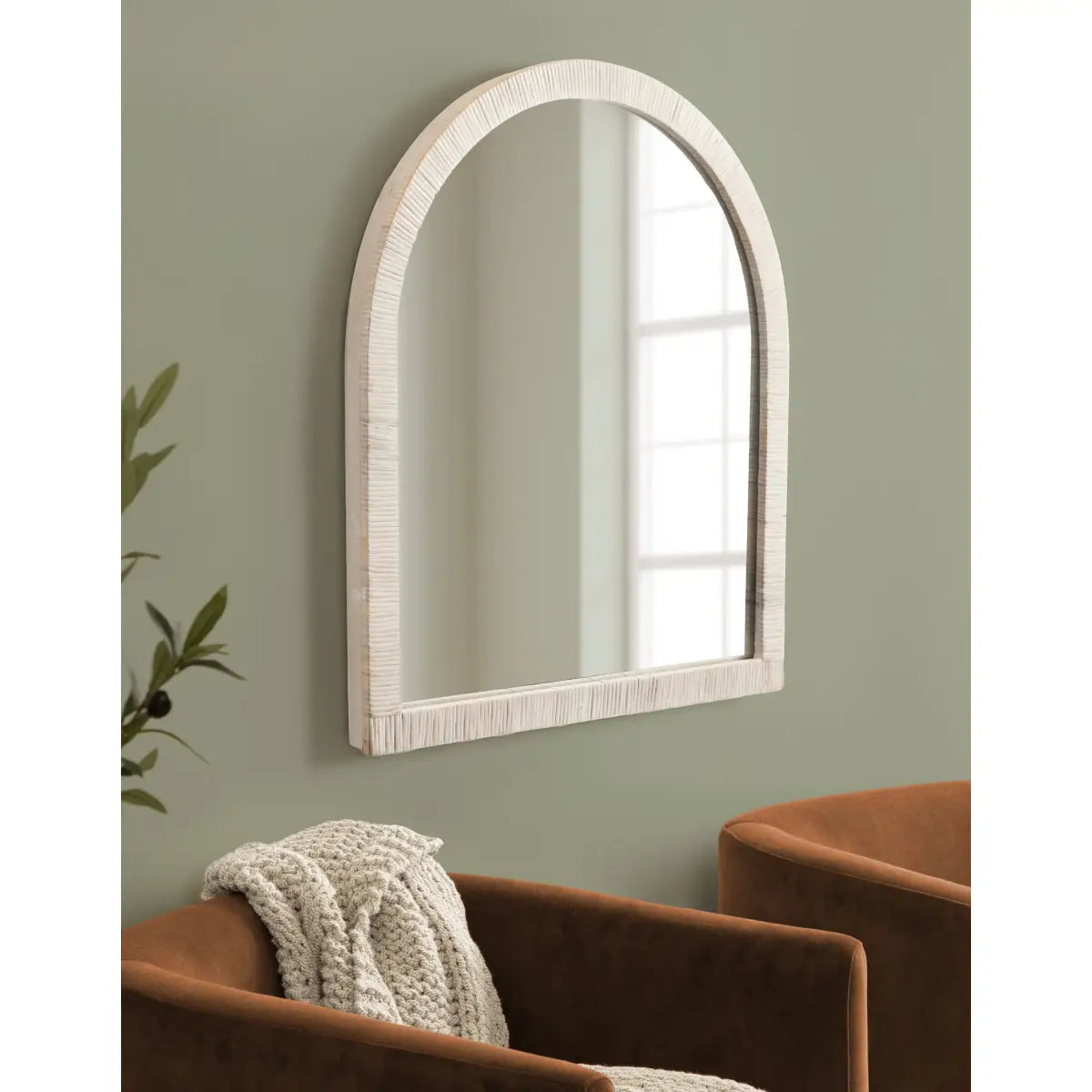 Rahfy Rattan Arch Framed Wall Mirror - kateandlaurel