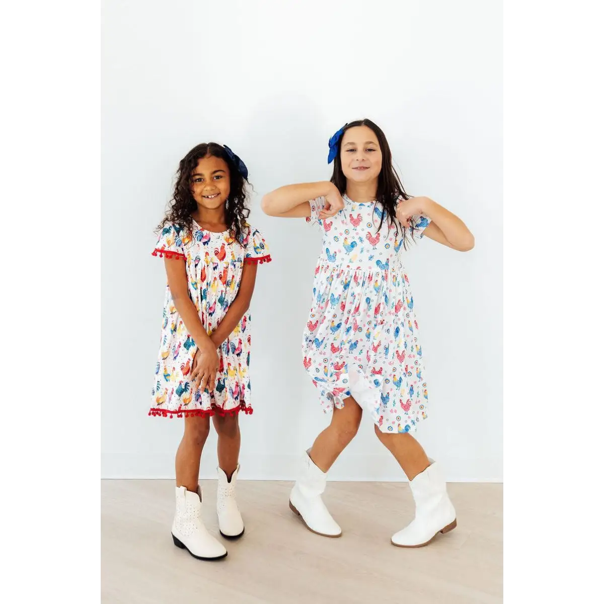 Rainbow Roosters S/S Pocket Twirl Dress - Mila & Rose ®