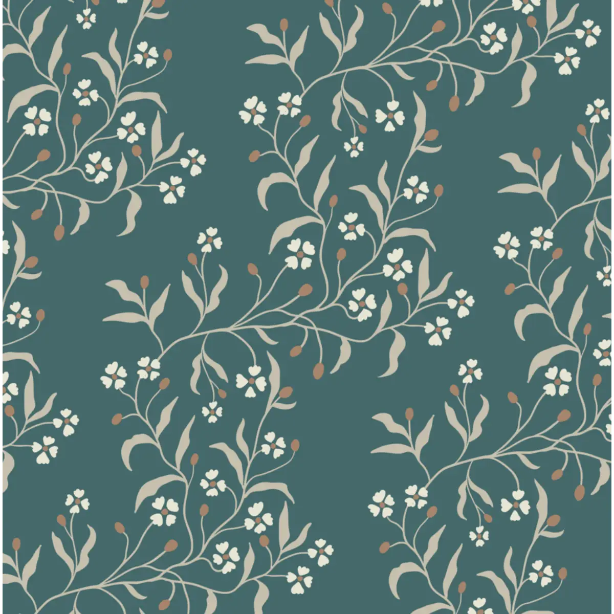 Rainey Wallpaper - Waves of Flowers - by Danelys Sidron - Sample 1 foot by 1 foot / Teal - Loomwell Home Goods