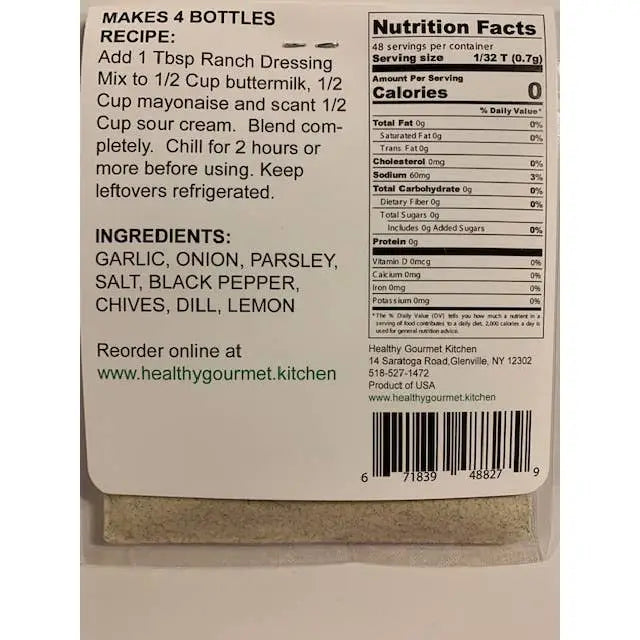 Dip Mix - Ranch Dressing and Seasoning - Healthy Gourmet Kitchen