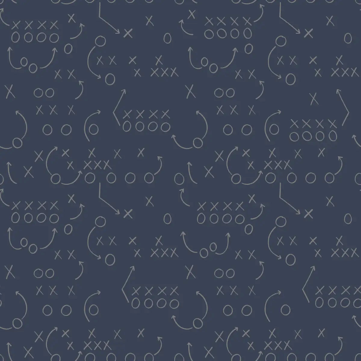 Reid Wallpaper - Football Plays Xs and Os - by Hailey Kiefer Designs - Sample 1 foot by 1 foot / Navy and Gray