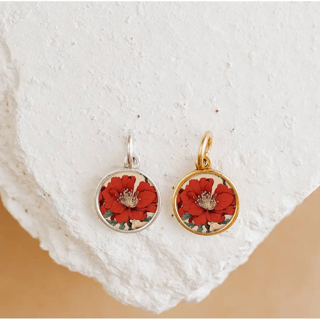 Remembrance Poppy Charm Pendant Necklace Gold or Silver - Antique Silver / Pendant Only - Bel Kai