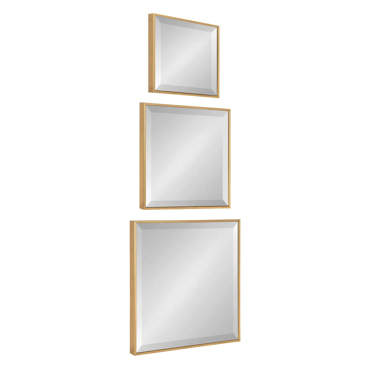 Rhodes Modern Square Mirrors - Set of 3 - Gold / 3 Piece - kateandlaurel
