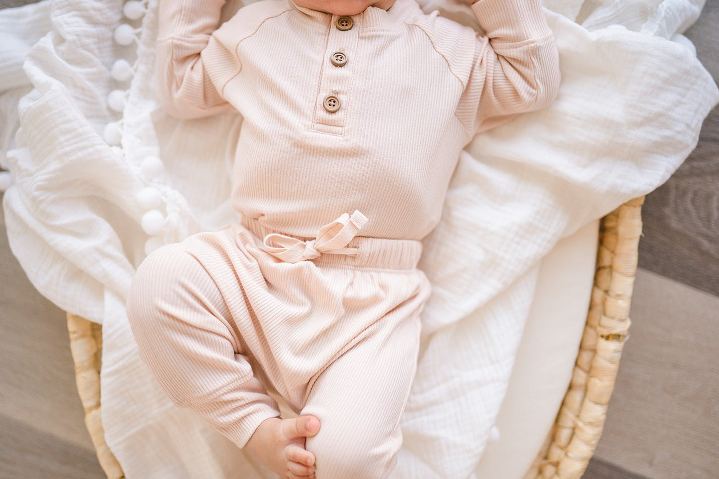 Bamboo Jogger Pants - Blush Ribbed - Harp Angel Boutique