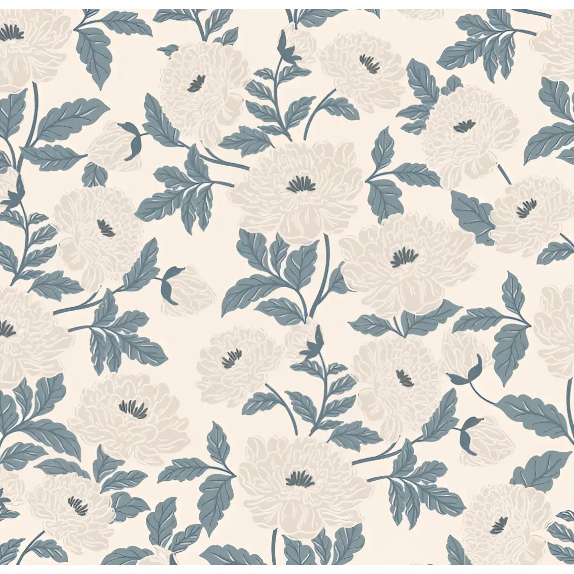 Riley Wallpaper - Elegant Flowers - by Gabriela Dachin - Sample 1 foot by 1 foot / Blue - Loomwell Home Goods