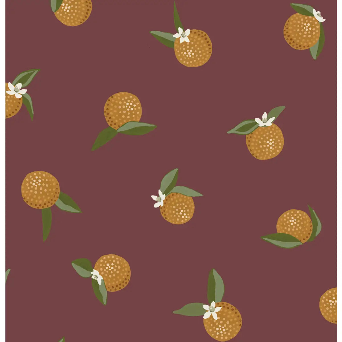 Roe Wallpaper - Bold Oranges - Citrus Dots - by Mackenzie Nelson - Sample 1 foot by 1 foot / Maroon - Loomwell Home