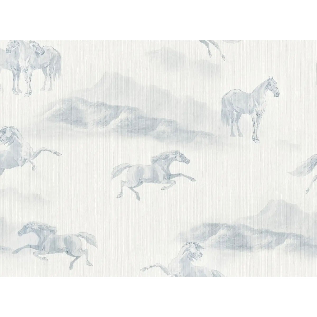 Rook Wallpaper - Gentle Watercolor Horses - by Aynsley Ovard x Bloomery Decor - Sample 1 foot by 1 foot / Blue