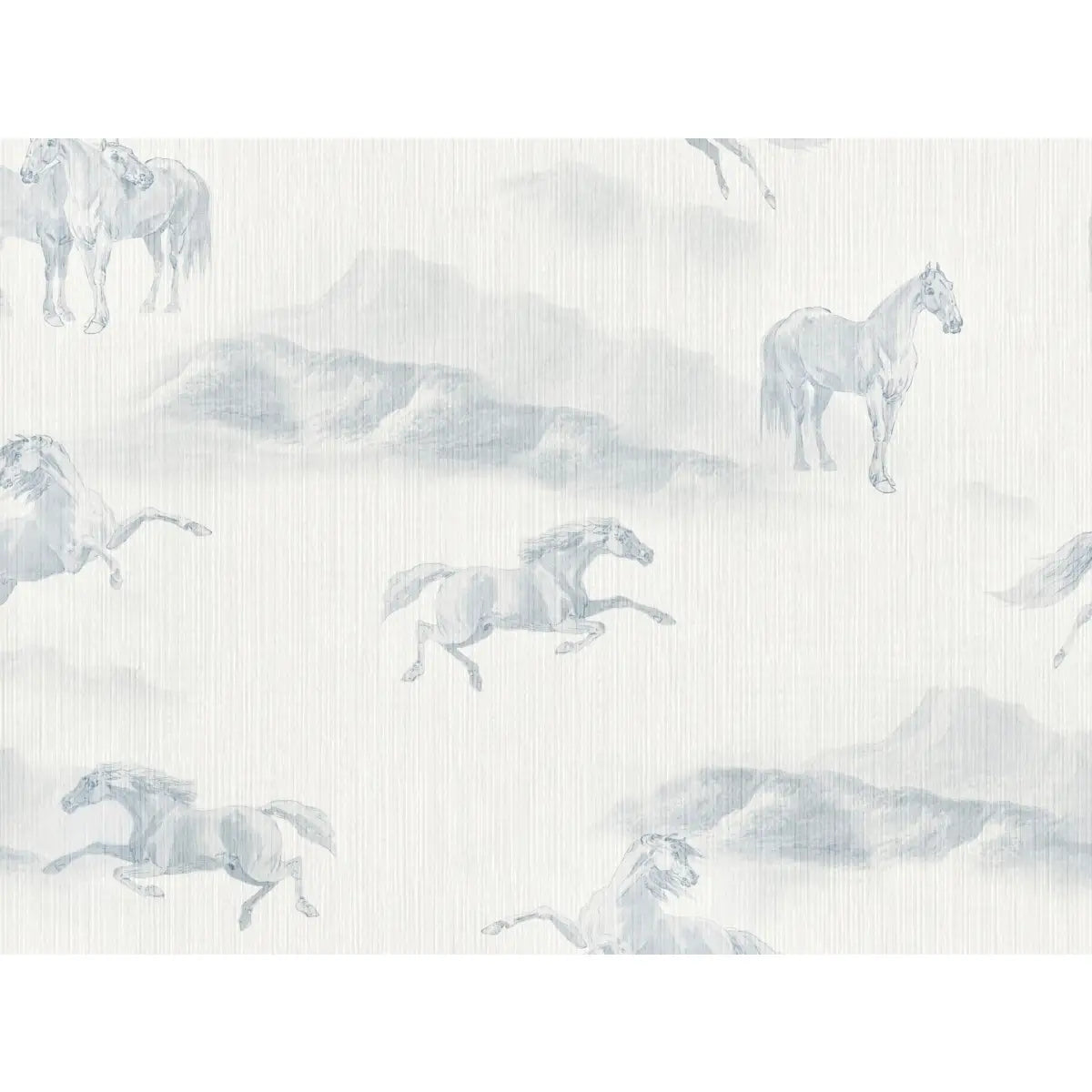 Rook Wallpaper - Gentle Watercolor Horses - by Aynsley Ovard x Bloomery Decor - Sample 1 foot by 1 foot / Blue