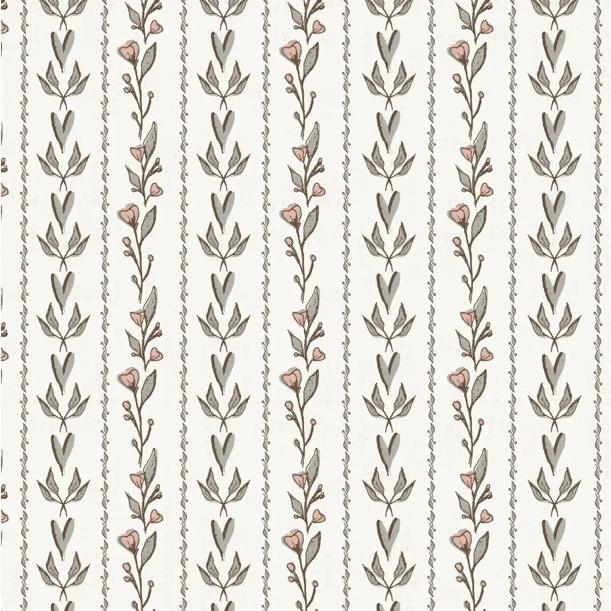Rooney Wallpaper - Hearts and Branches - by Ana Goldar Design - Sample 1 foot by 1 foot / Neutral - Loomwell Home Goods