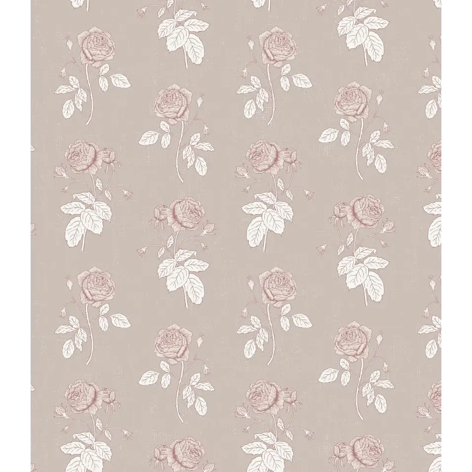 Rosalie Wallpaper - Rose Line Drawings - by Brittany Polatis Design - Sample 1 foot by 1 foot / Griege - Loomwell Home