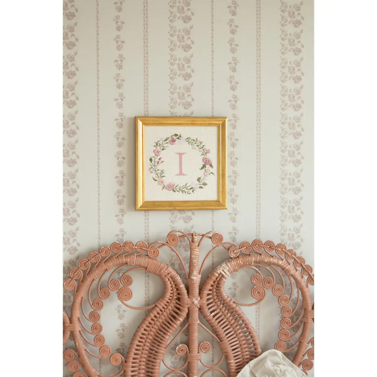 Roselle Stripe Wallpaper - Roses Cottage Stripe - by Safari Natalia x Taddy Mikelaites - Loomwell Home Goods