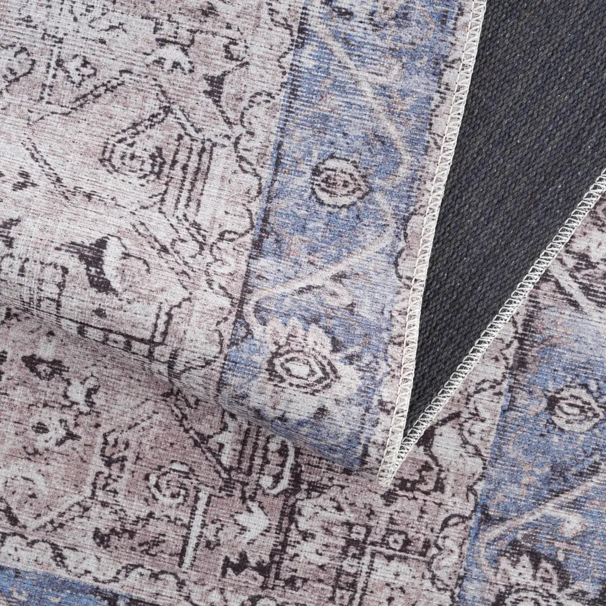 Rosman Blue&Beige Washable Area Rug - Boutique Rugs