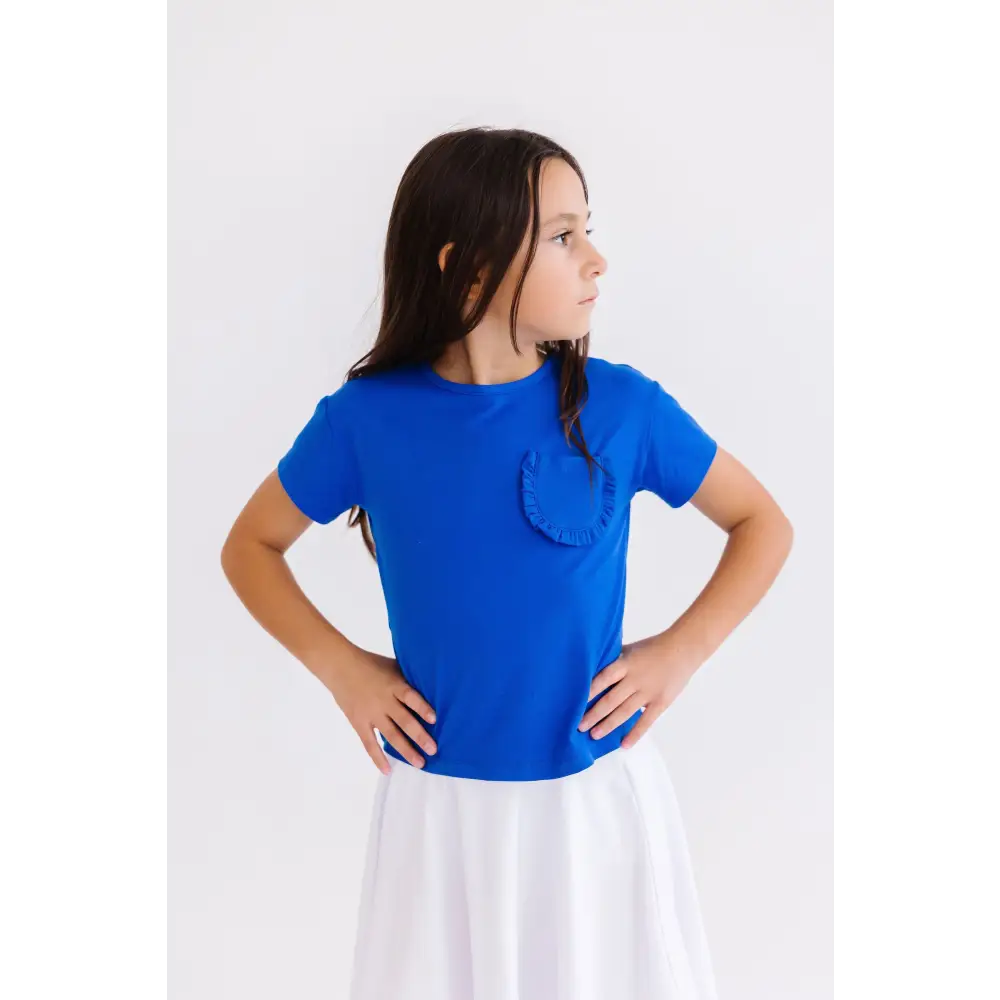 Royal Blue Ruffle Pocket Tee - Mila & Rose ®