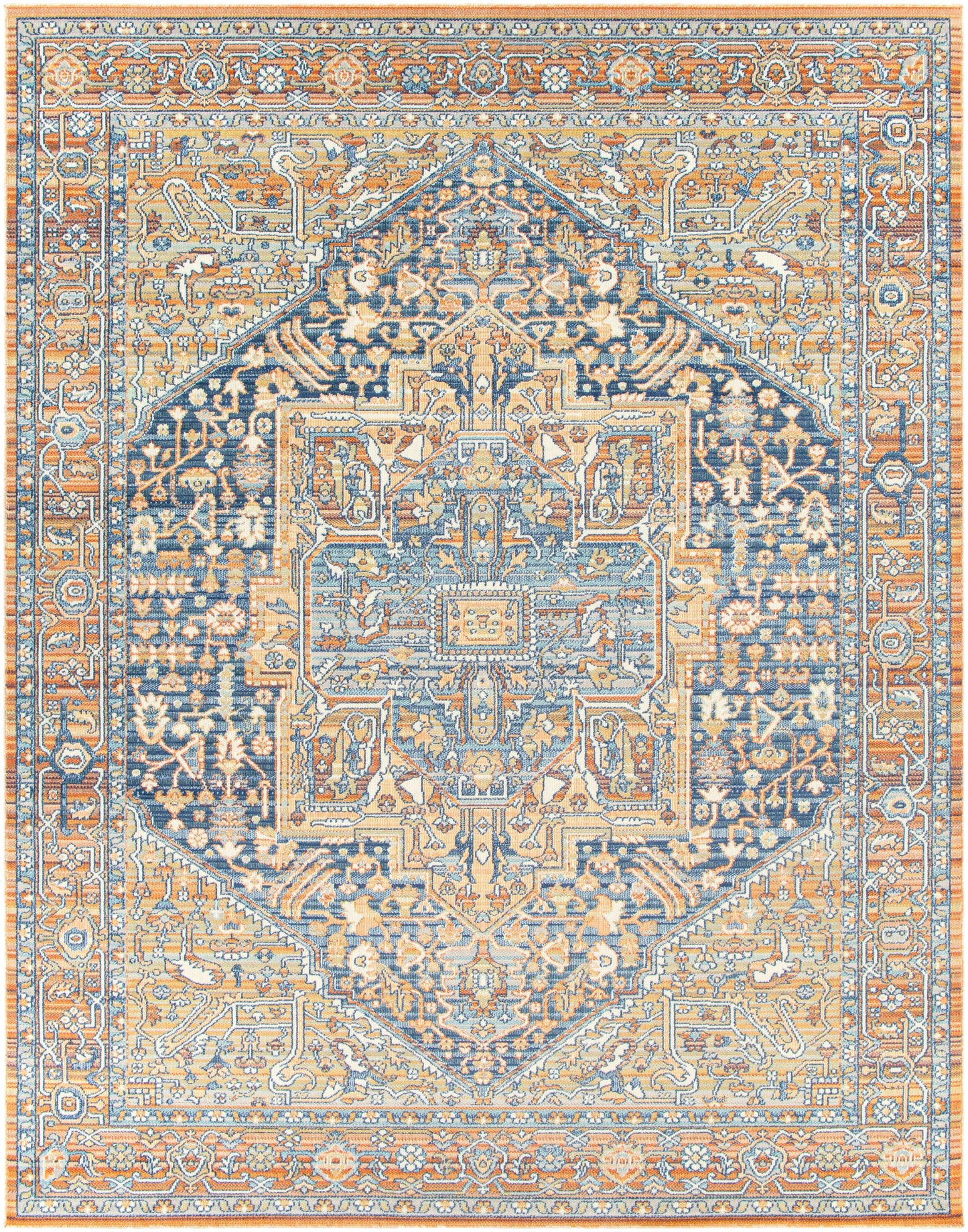 Ripponlea Blue&Orange Medallion Rug - * 7’10’’ x 10’ Rectangle - Boutique Rugs