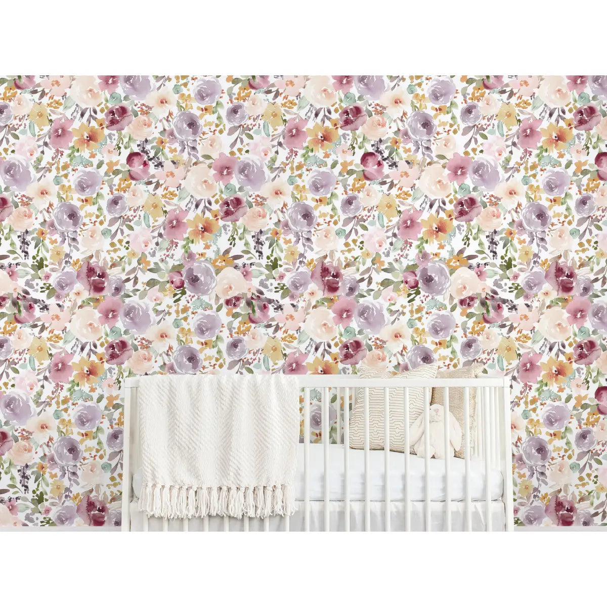 Rue Wallpaper - Purple Floral - Loomwell Home Goods