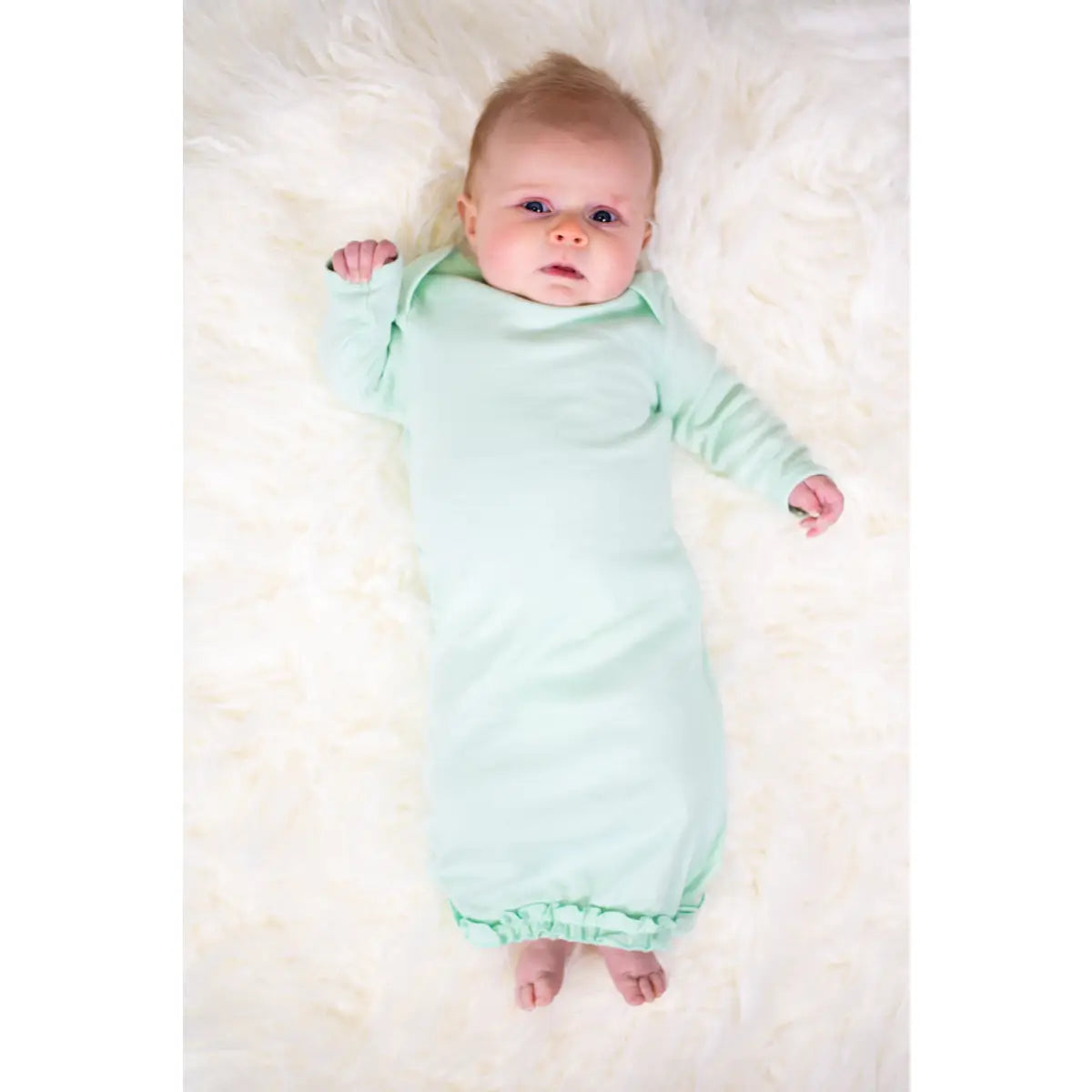 Ruffle Long Sleeve Baby Gown - 0-3 Month / Mint - ARB Blanks