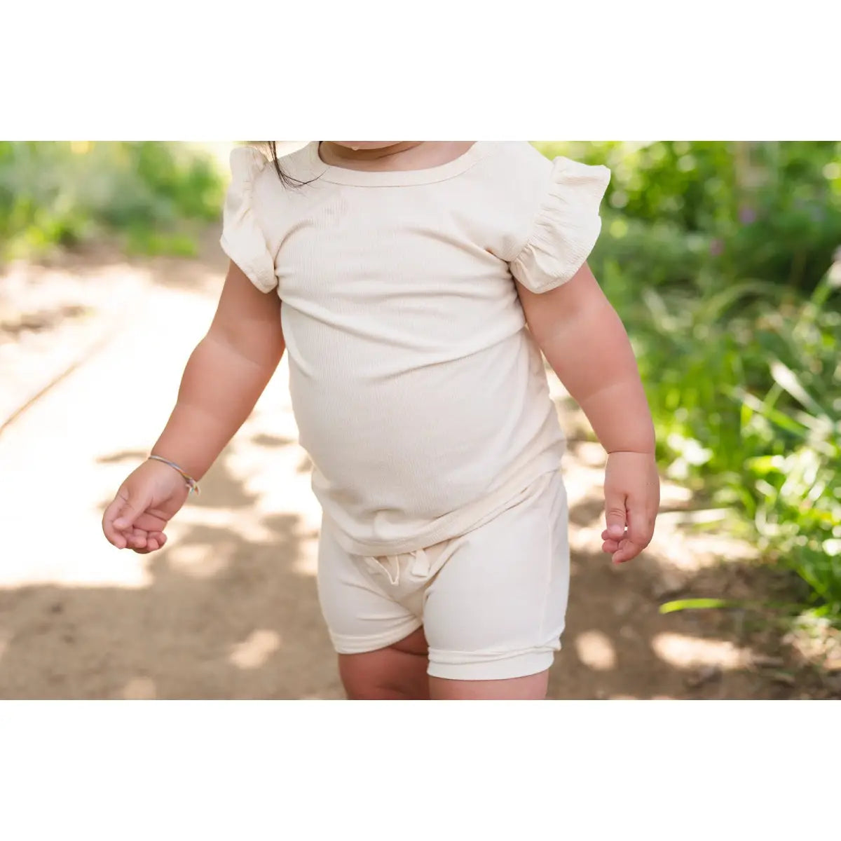 Ruffle Ribbed Short Set - Cream - Harp Angel Boutique
