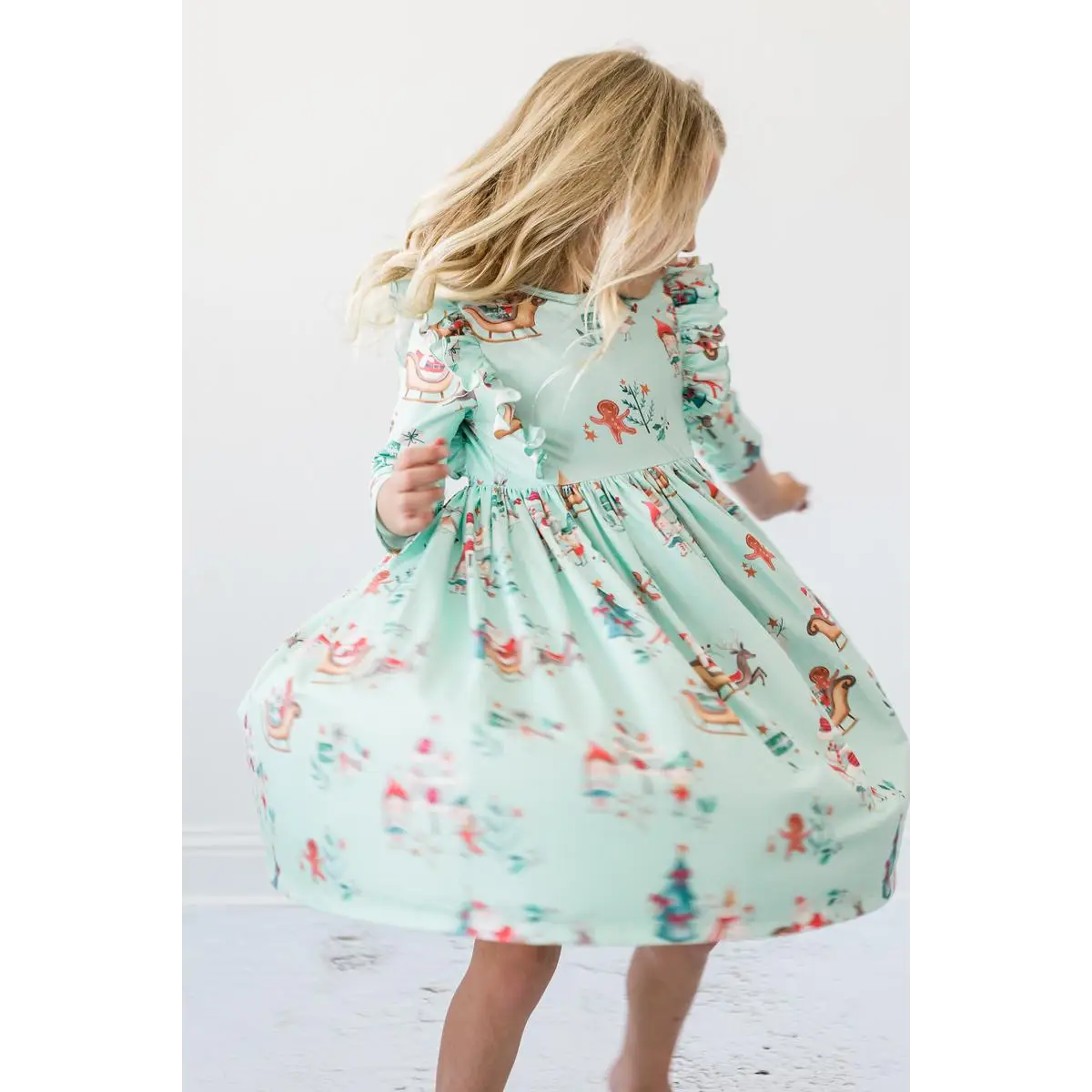 Ruffle Twirl Dress - Believe in Your Elf - Christmas - 3/4 Sleeve - Mila & Rose ®