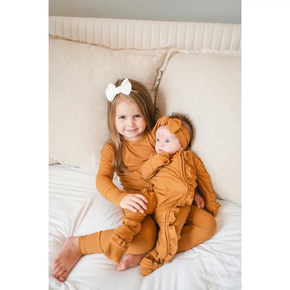 Ruffle Zipper One Piece - Caramel Ribbed - Harp Angel Boutique