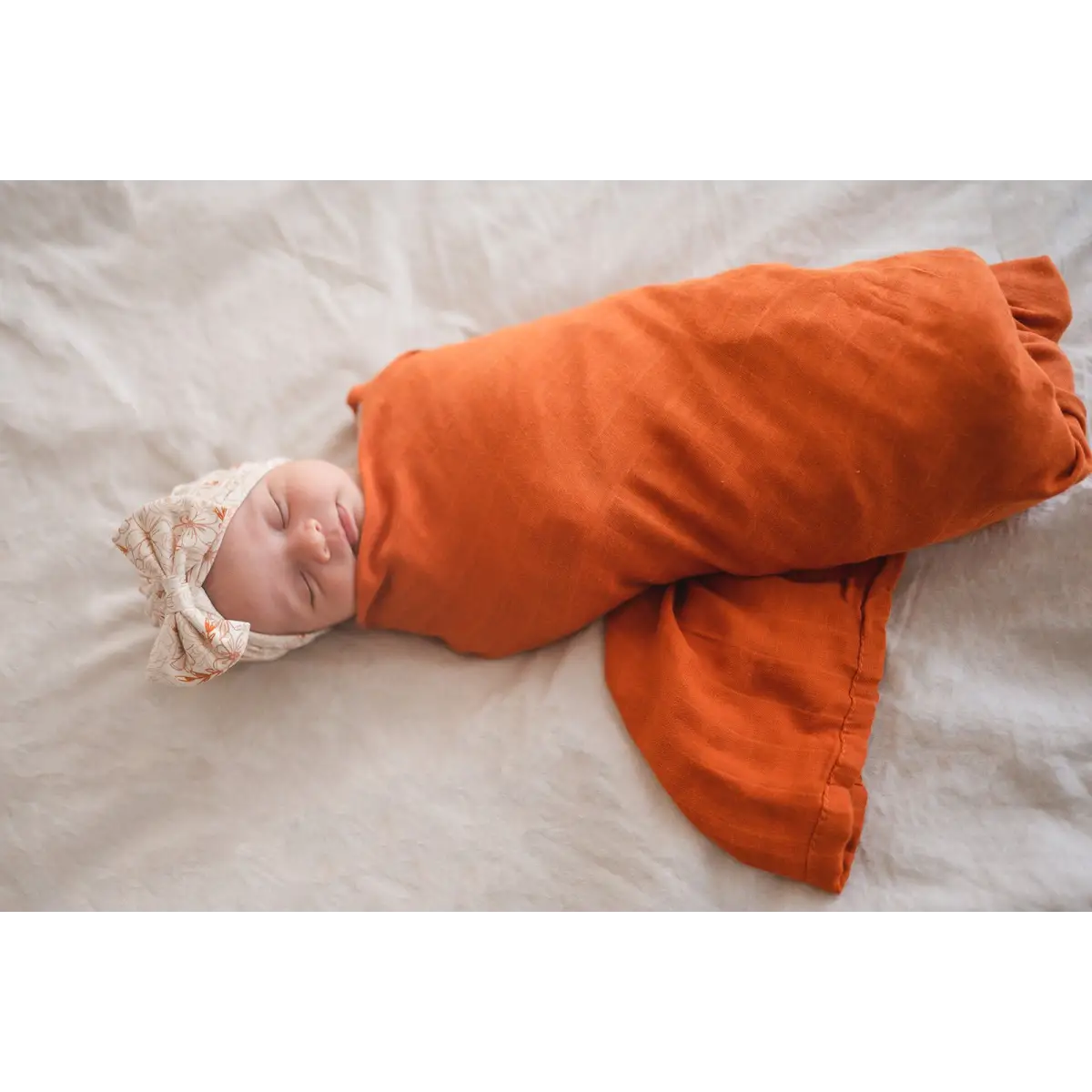 Rust Bamboo Muslin Swaddle Blanket - Harp Angel Boutique