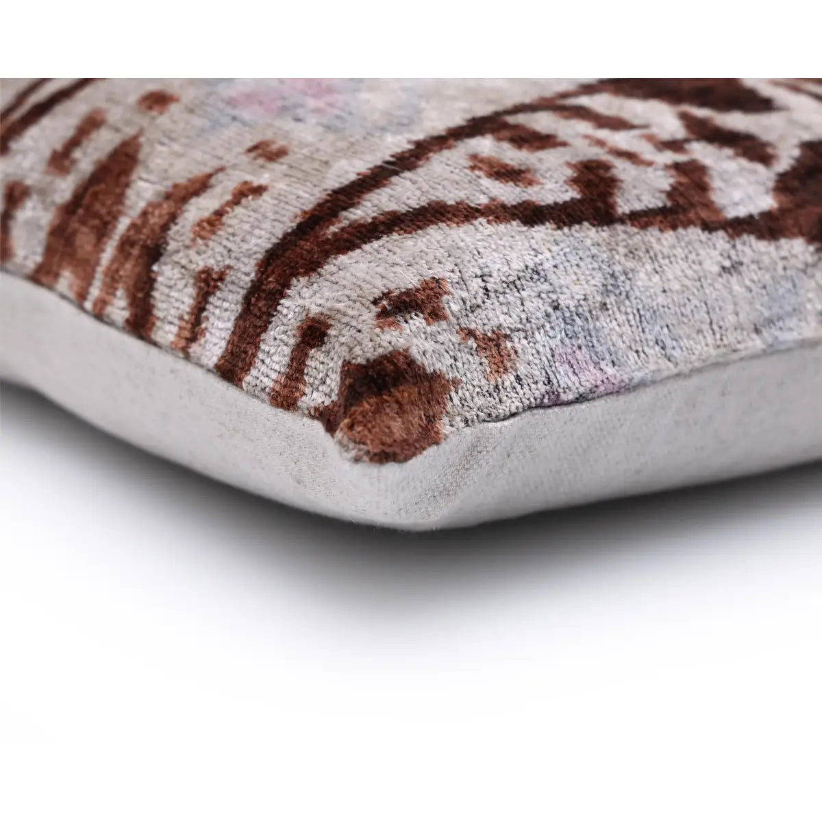 Rust & Lilac Vertical Ikat Silk Velvet Pillow - 20’’ x 20’’ - Canvello