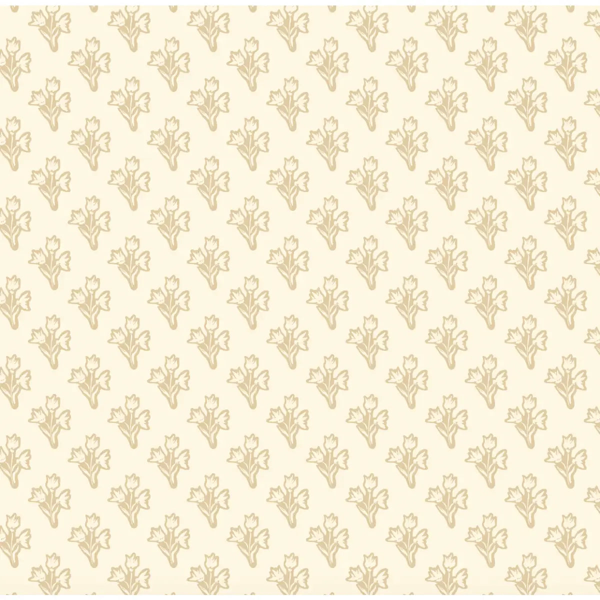 Ruthie Floral Wallpaper - Simple Block Print Flowers - by Ali Anni - Sample 1 foot by 1 foot / Yellow - Loomwell Home