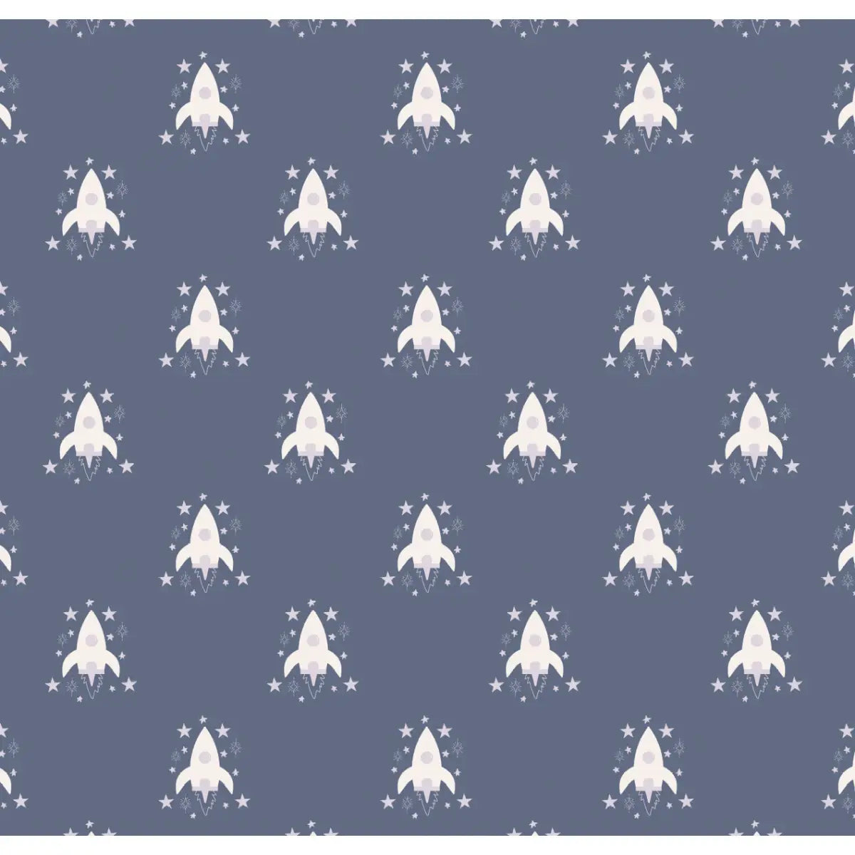 Ryan Wallpaper - Rocket Spaceship - by Antonela Fulir - Sample 1 foot by 1 foot / Indigo - Loomwell Home Goods