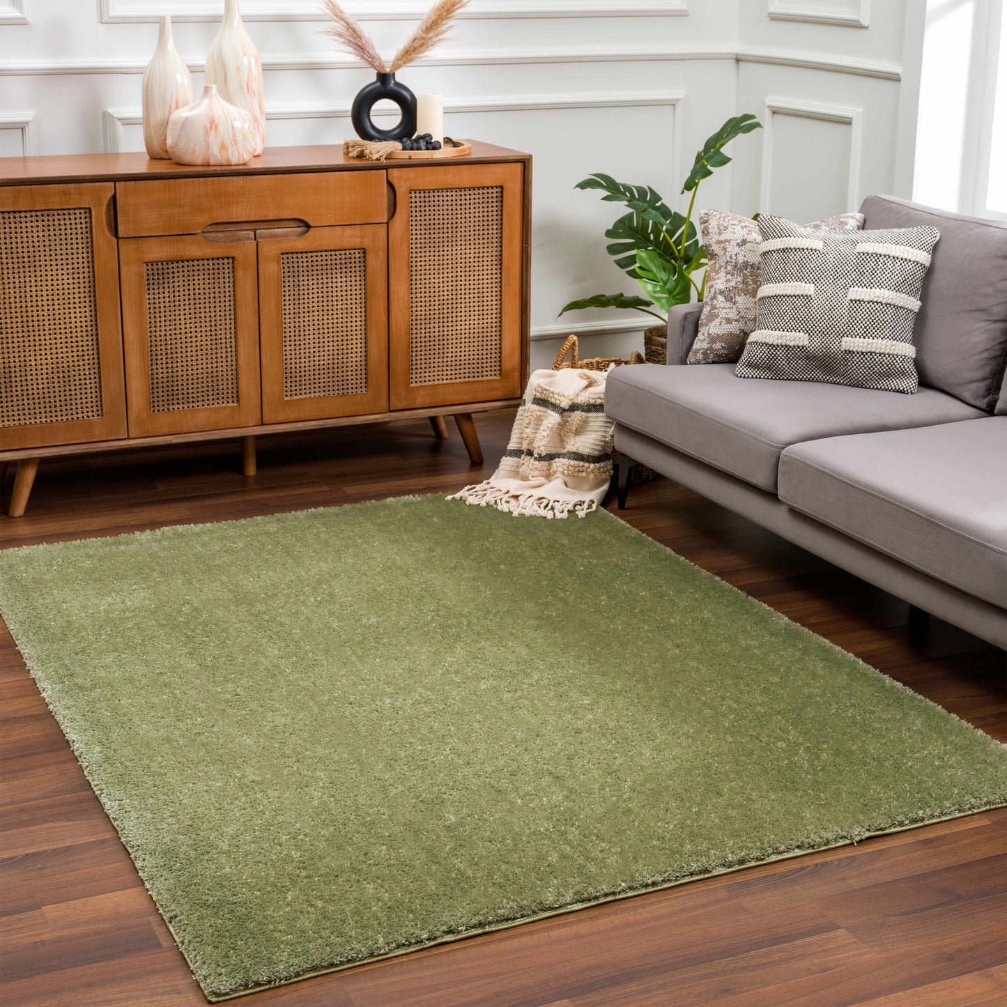 Heavenly Solid Green Plush Rug - Clearance - Boutique Rugs