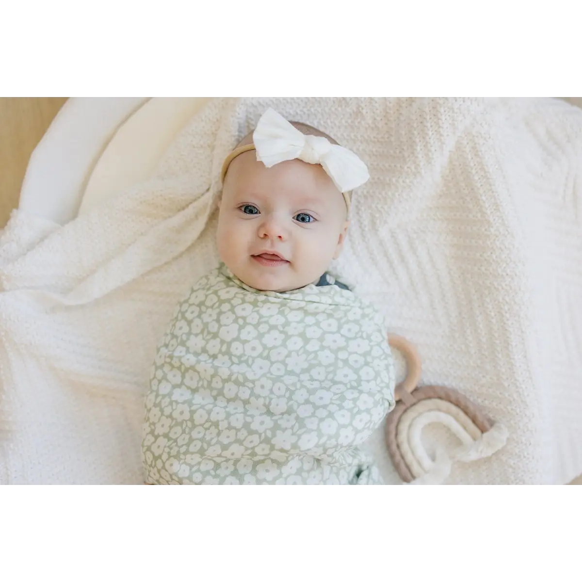 Sage Floral Muslin Swaddle Blanket - Harp Angel Boutique