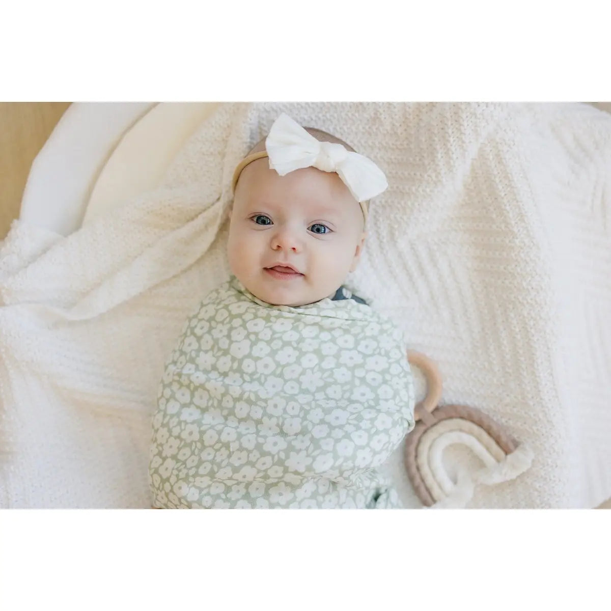 Sage Floral Muslin Swaddle Blanket - Harp Angel Boutique