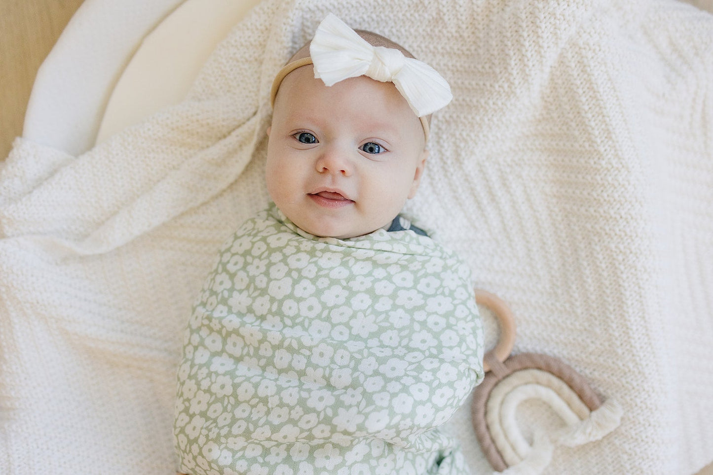 Sage Floral Muslin Swaddle Blanket - Harp Angel Boutique