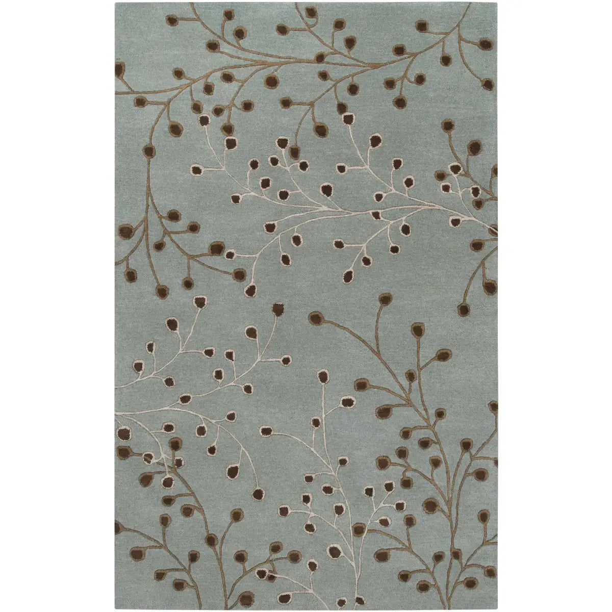 Sage Floral Wool Area Rug - 5’ x 8’ Rectangle - Boutique Rugs
