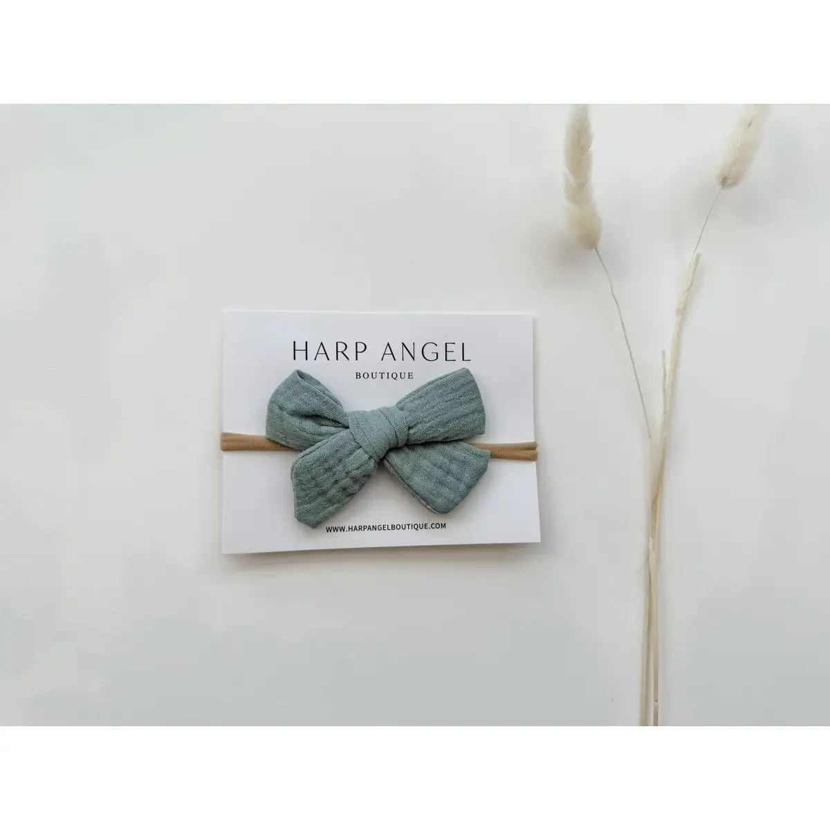 Sage Green Knot Bow Headband - Harp Angel Boutique