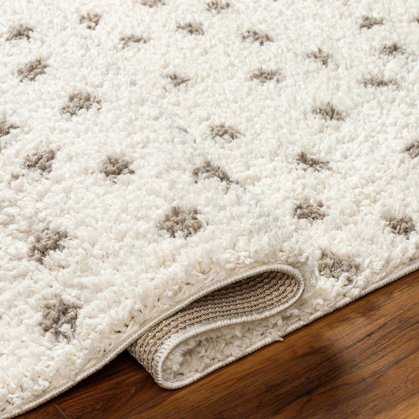 Chaia Dotted Cream & Gray Plush Rug - Boutique Rugs