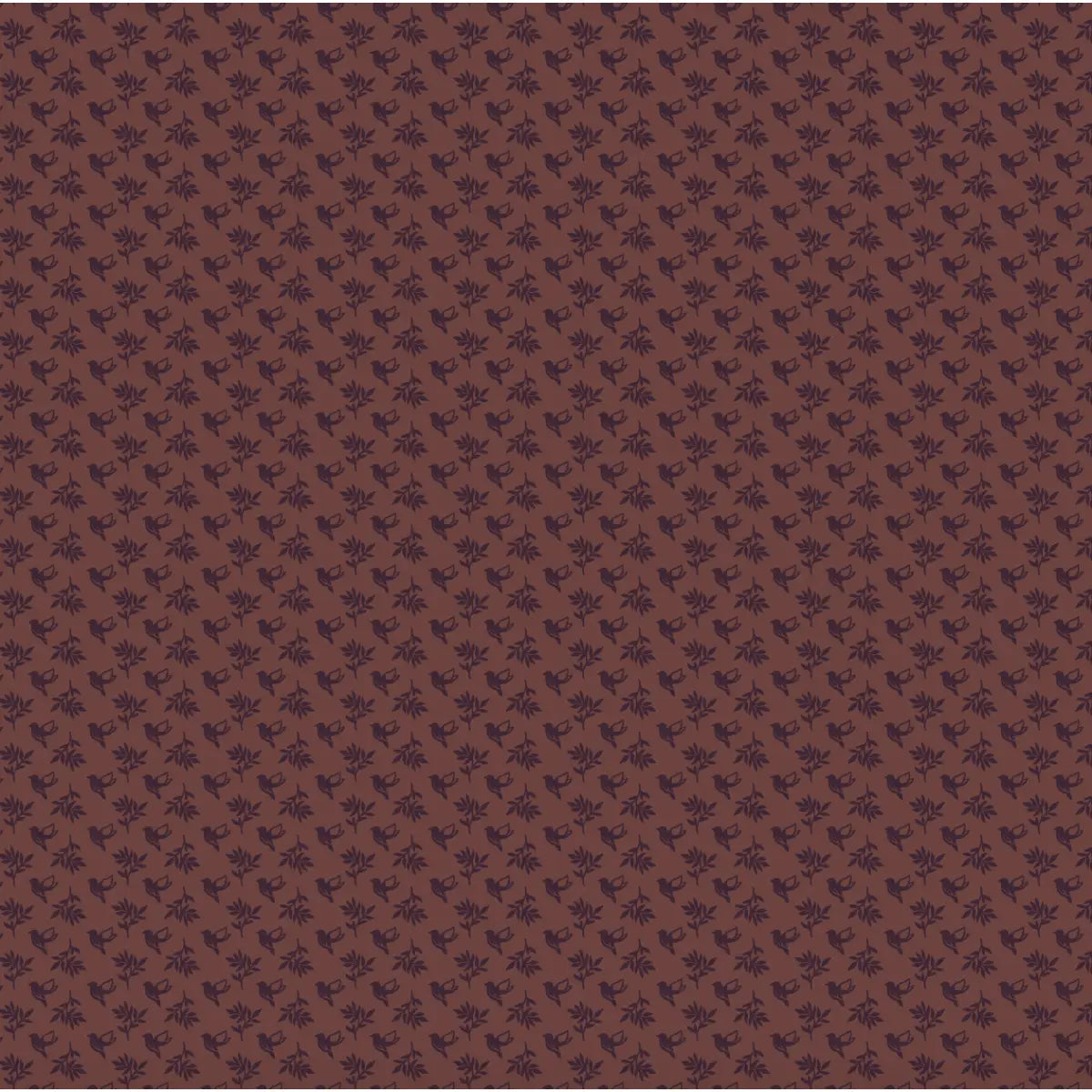 Scout Wallpaper - Tiny Flowers and Birds Texture - by Thoroughfare Design - Sample 1 foot by 1 foot / Mulberry