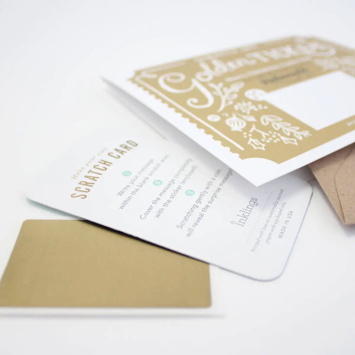 Scratch-Off Greeting Card - Christmas Golden Ticket - Inklings Paperie