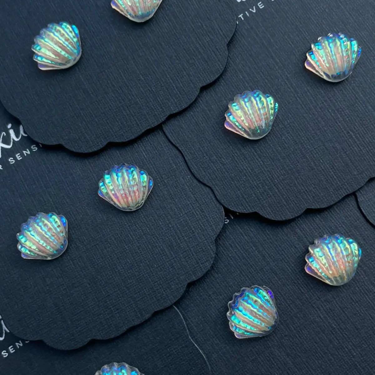 Seashell Earrings with Iridescent Ripples - Dixie Bliss